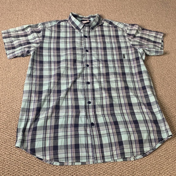 Columbia Mens Shirt Large Blue Plaid Rapid Rivers II‎ Short Sleeves Button Down - Picture 1 of 10